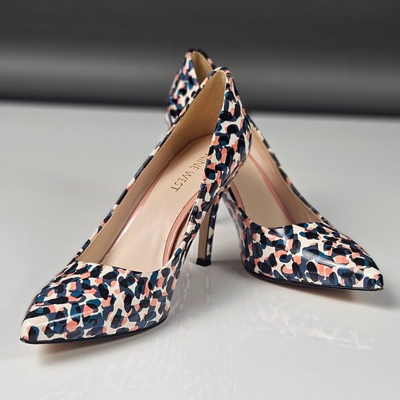 Nine West Flax Patent Pointed Toe Pumps Blue Pink Black - Picture 3 of 16